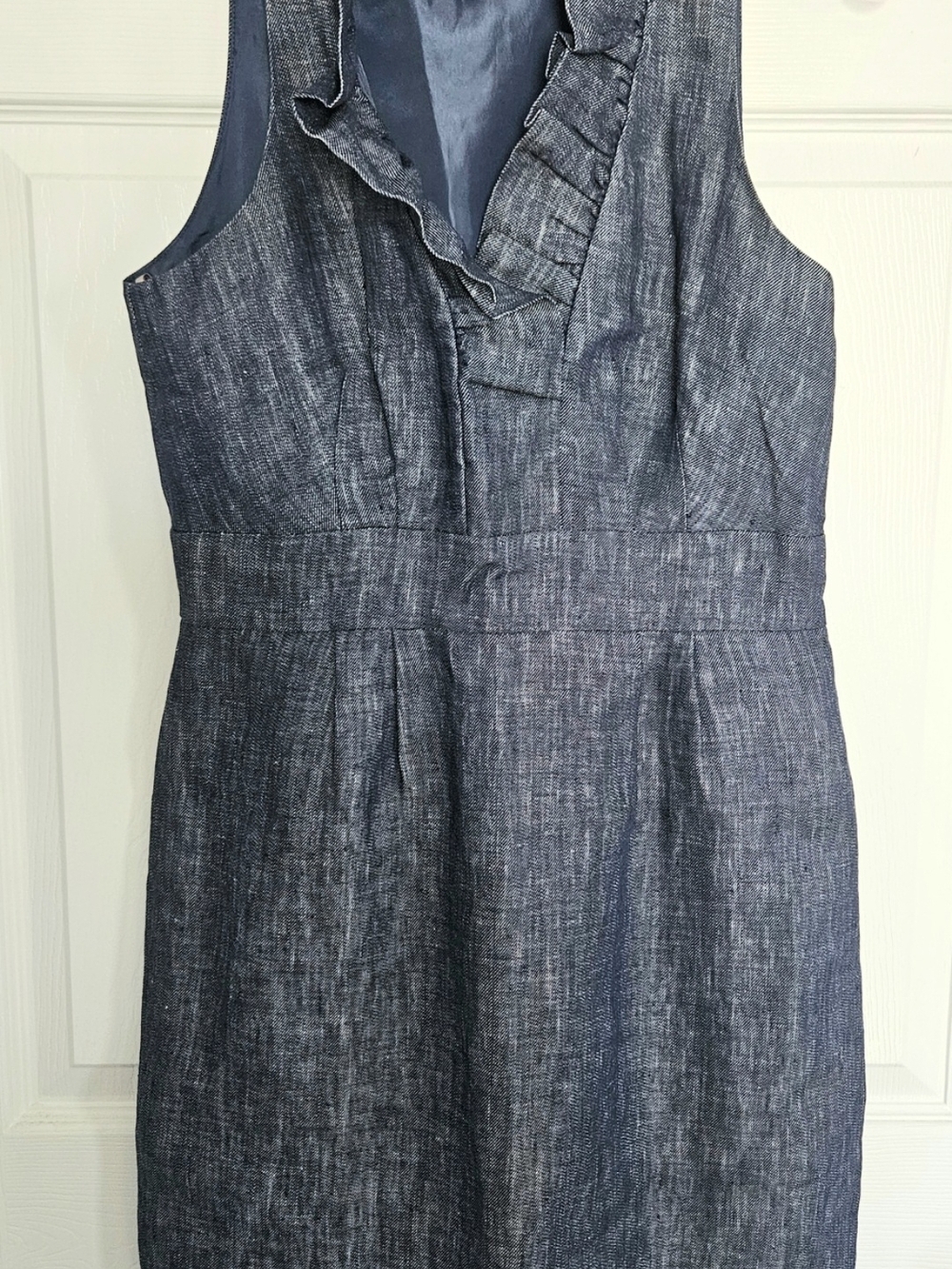 Taylor Sleeveless Ruffle V-Neck Midi Dress - Blue